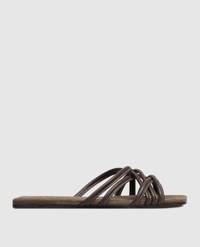 Brunello Cucinelli Brown leather flip-flops MZGAC3239