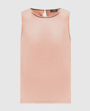 Peserico Pink silk top with monil chain E08893D02372