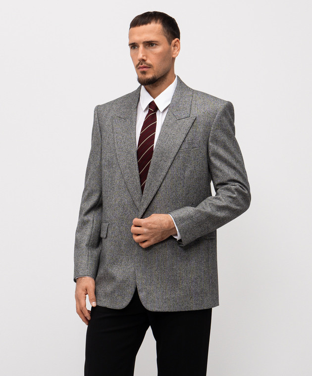 Saint Laurent - Gray checked wool jacket 837196Y5H54 - shop with