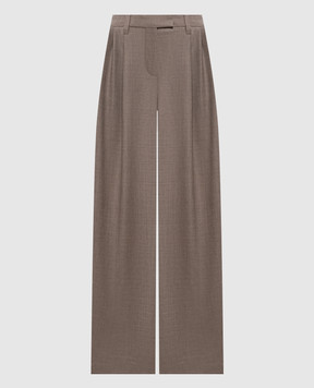 Brunello Cucinelli Brown wool pants with monil chain MP550P9026