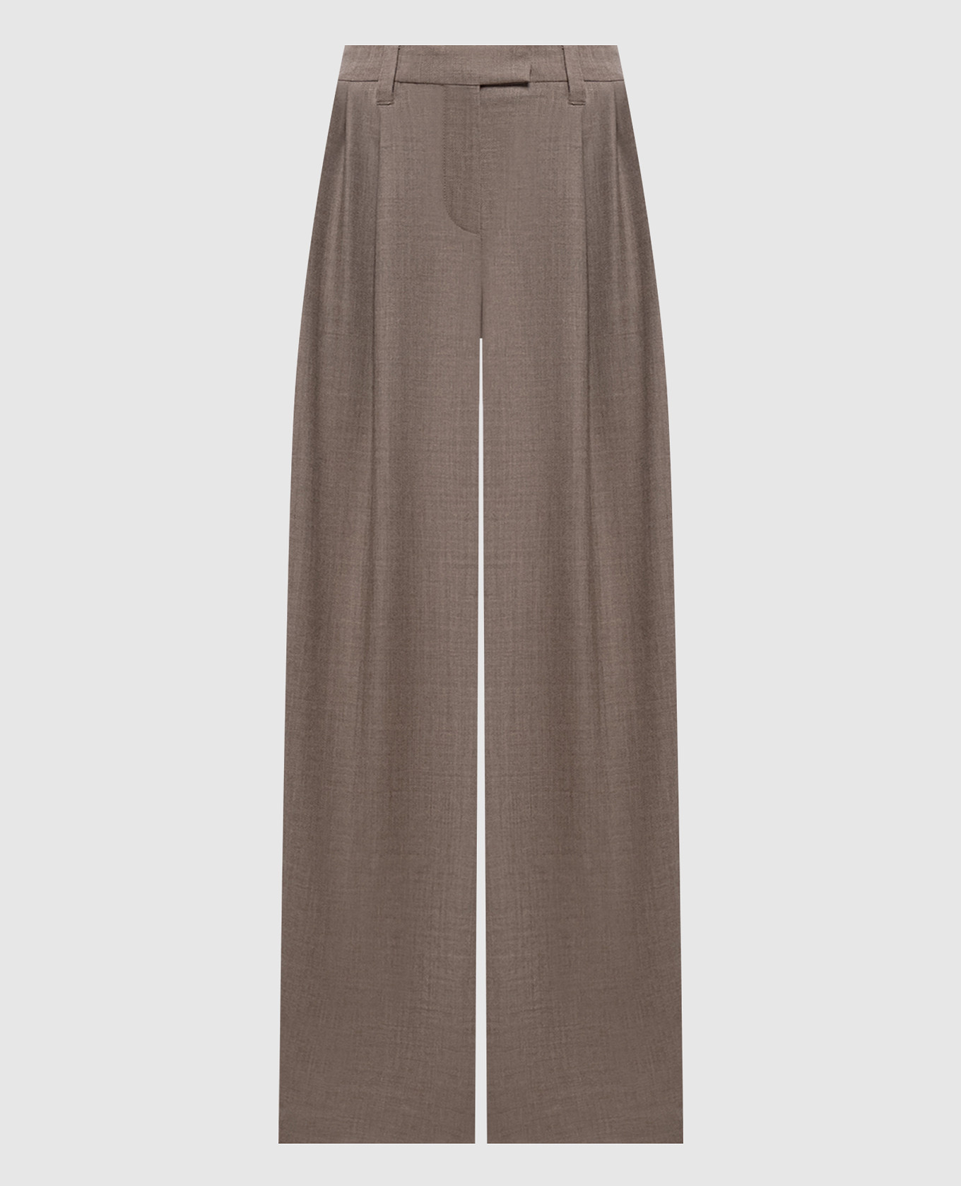 Brown wool pants with monil chain