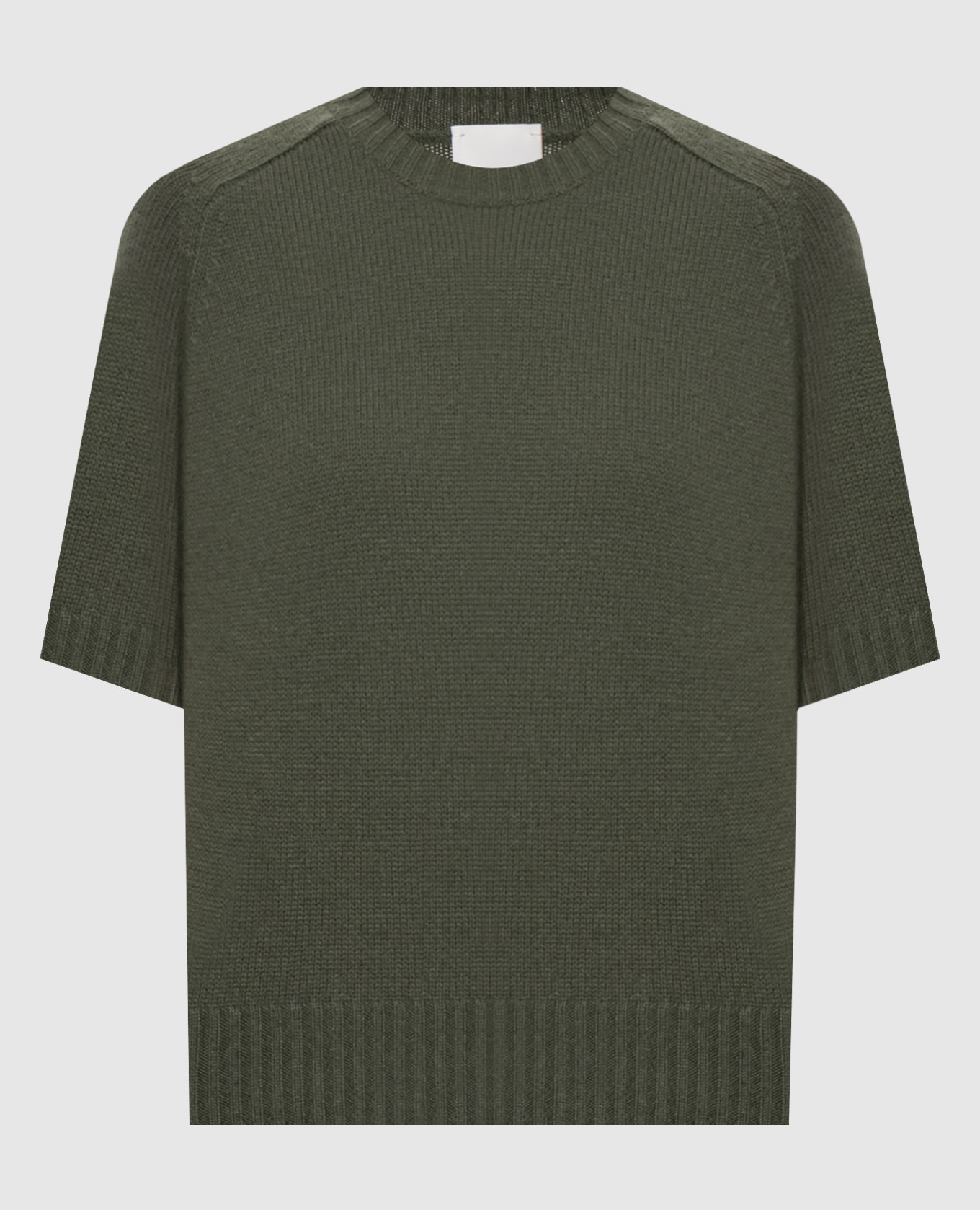 Green cashmere short-sleeved sweater