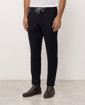 Marco Pescarolo Navy blue wool and silk pants CARACCIOLO5428