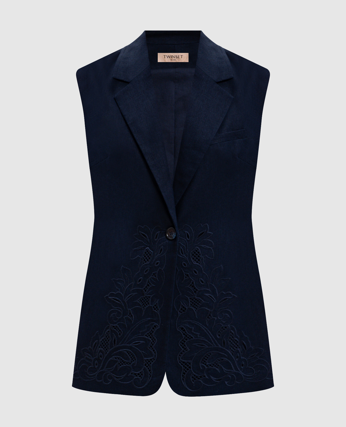 

Blue linen vest with Richelieu embroidery Twinset