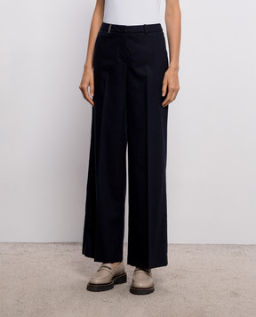 Peserico Navy wool and cashmere pants A0456703358