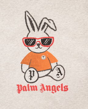 Palm Angels Children's gray melange hoodie with print F6PAJBHS098