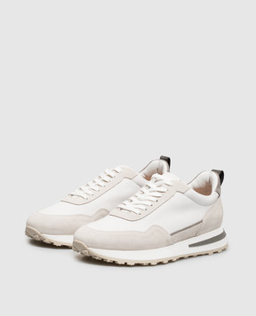 Pini Parma Grey nubuck sneakers with logo patch RUNNERSTONE