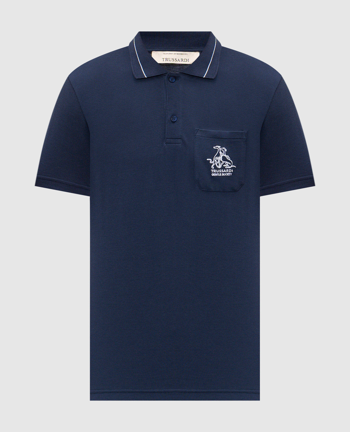 Blue polo shirt with embroidery