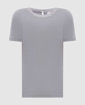 Peserico Gray T-shirt with monil chain A06872J05669A