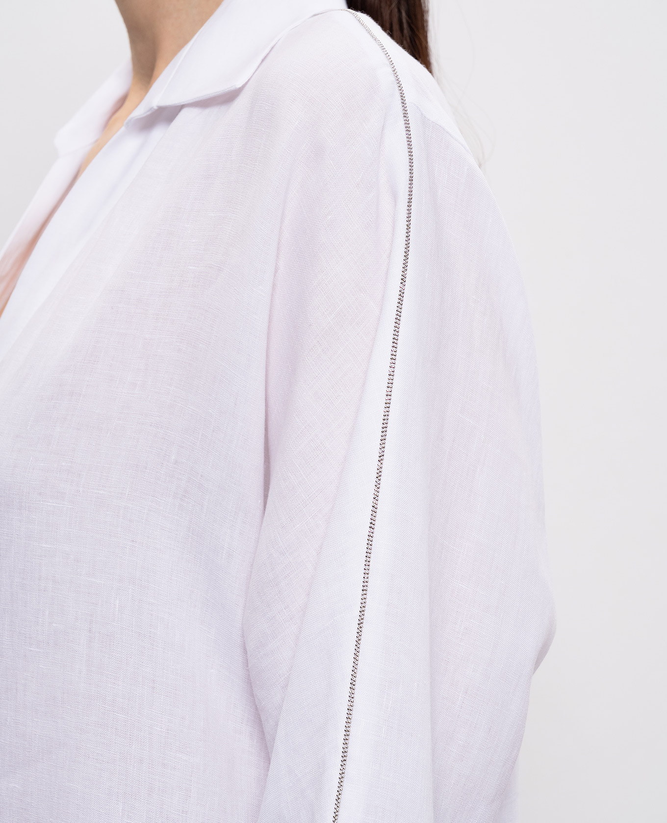 White linen shirt dress Peserico 5