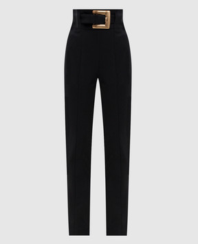Balmain Black high-rise pants with belt GF1PL024JL05