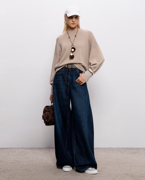 Brunello Cucinelli Blue jeans with a monil chain MA095P4059