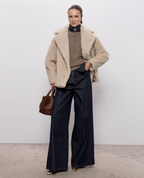 Max Mara ALCUNO beige double-breasted coat made of wool and silk MXMALCUNO