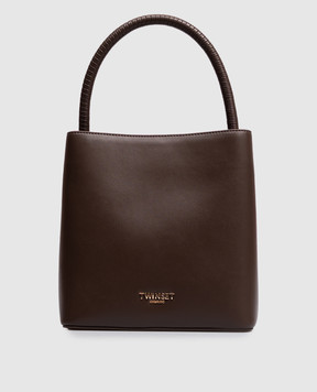 Twinset Brown bucket bag with textured logo 262TB7035