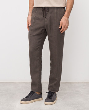 Peserico Brown linen pants R54274T00D02494