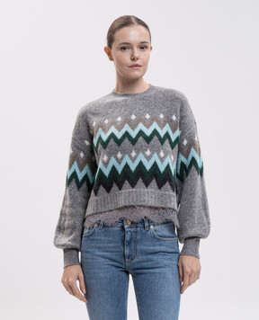 Twinset Gray sweater with a pattern 262AT3034