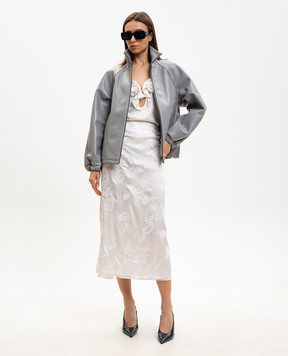 Babe Pay Pls Grey straight-cut leather jacket 2602GRAND