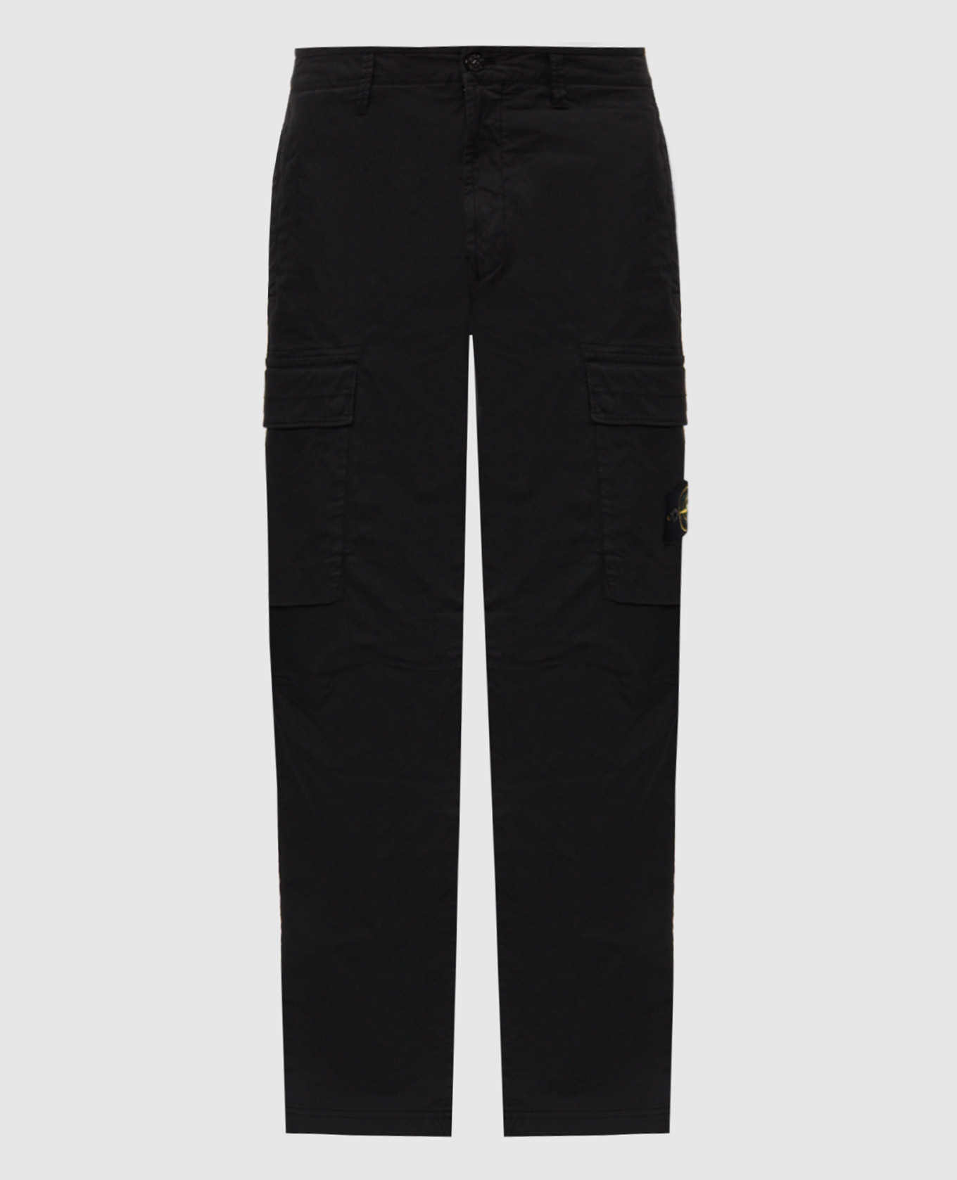 Black cargo pants with logo patch