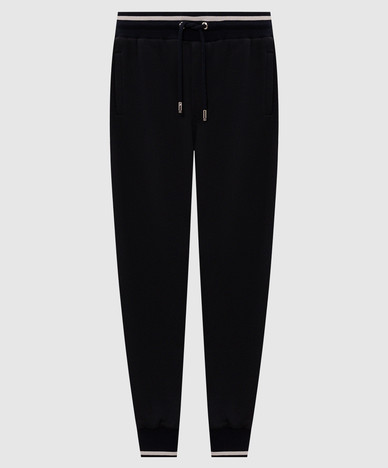 Navy joggers with monogram embroidery