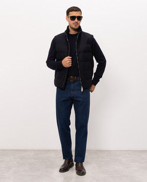 Stefano Ricci Blue wool jumper with logo monogram K303025G01F26345