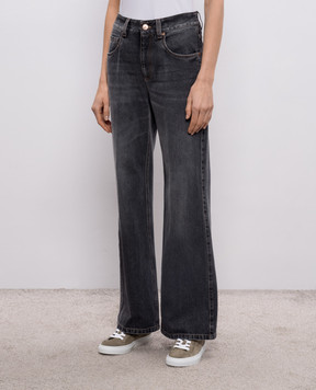 Brunello Cucinelli Black flared jeans with a distressed effect MA095P4045