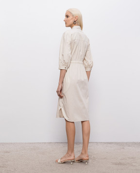 Peserico Beige shirt dress with monil chain S0256701979