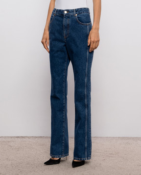 Balmain Blue flared jeans with logo patch HF1MI071DG08
