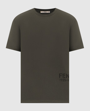 Fendi Khaki T-shirt with print FY1370B19Q