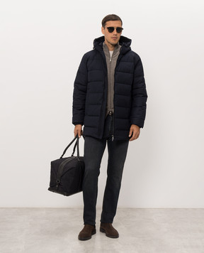 Trussardi Blue quilted jacket with embroidered emblem 8005M000031NMO811N18