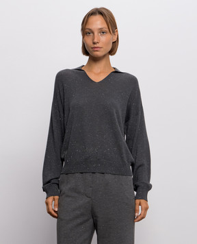 Peserico Gray wool sweater with lurex A99271F1809771