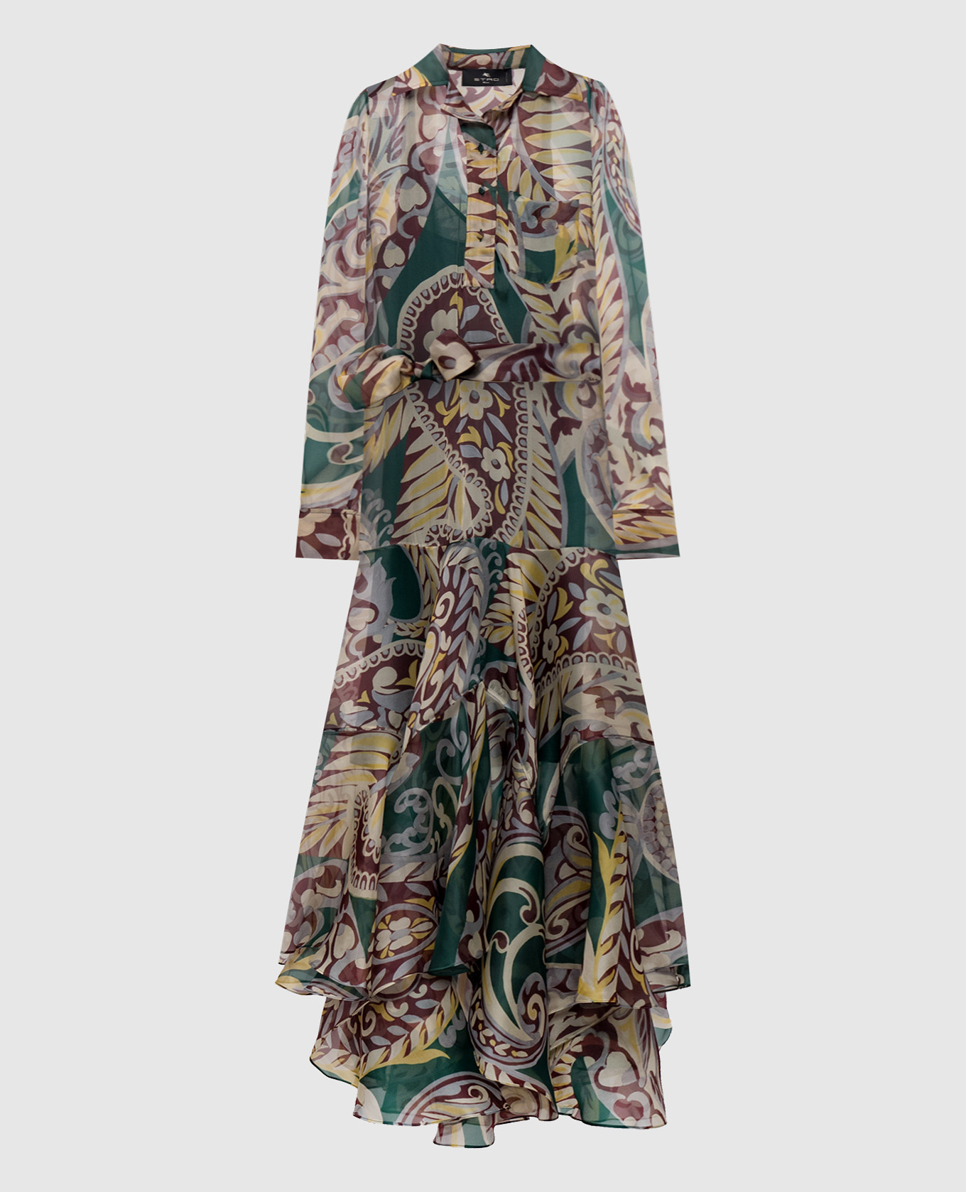 

Floral print silk maxi shirt dress Etro, White