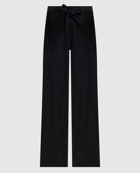 Toteme Black silk trousers with logo embroidery 263WRB0450FB0693