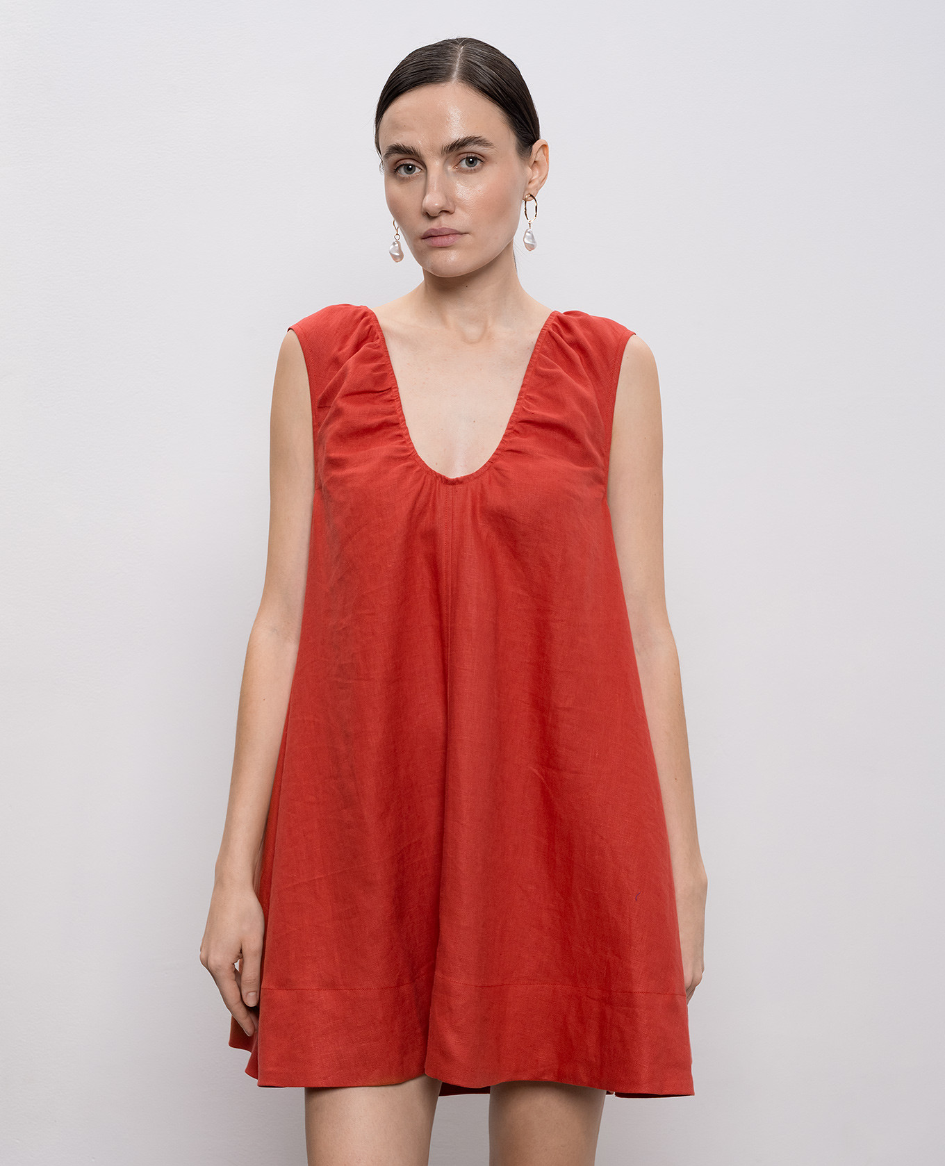 

Red Perla linen dress Faithfull