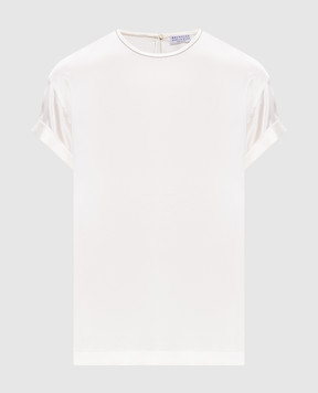 Brunello Cucinelli White silk top with monil chain M0C59DE310