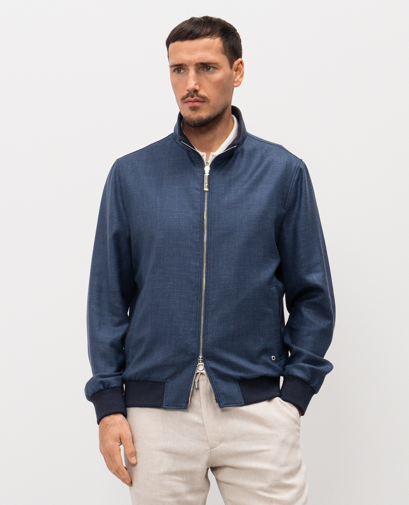Blue wool, silk and linen jacket Stefano Ricci 3
