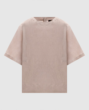 MooRER Beige GENOLA-J linen T-shirt GENOLAJGLX
