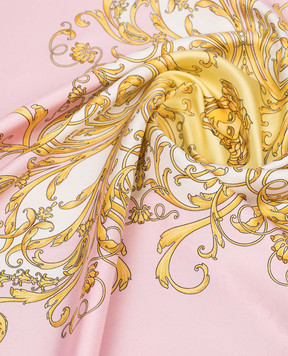 Versace Pink silk scarf with Baroque print 10016001A17059