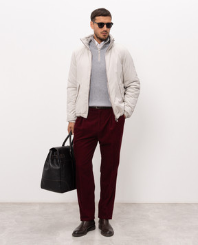 Brunello Cucinelli Burgundy corduroy pants with patch M279D3030F