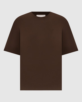 Ami Paris Brown T-shirt with emblem UTS357726m
