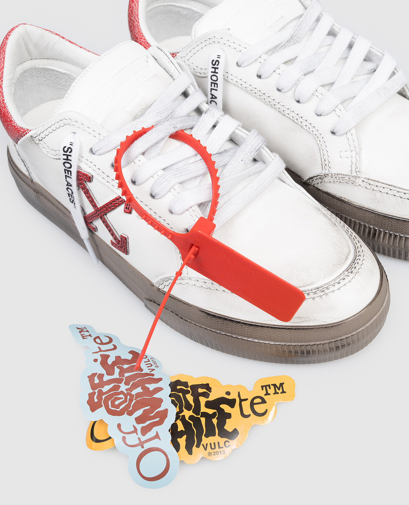 

White leather Vulcanized sneakers with vintage effect Off-White