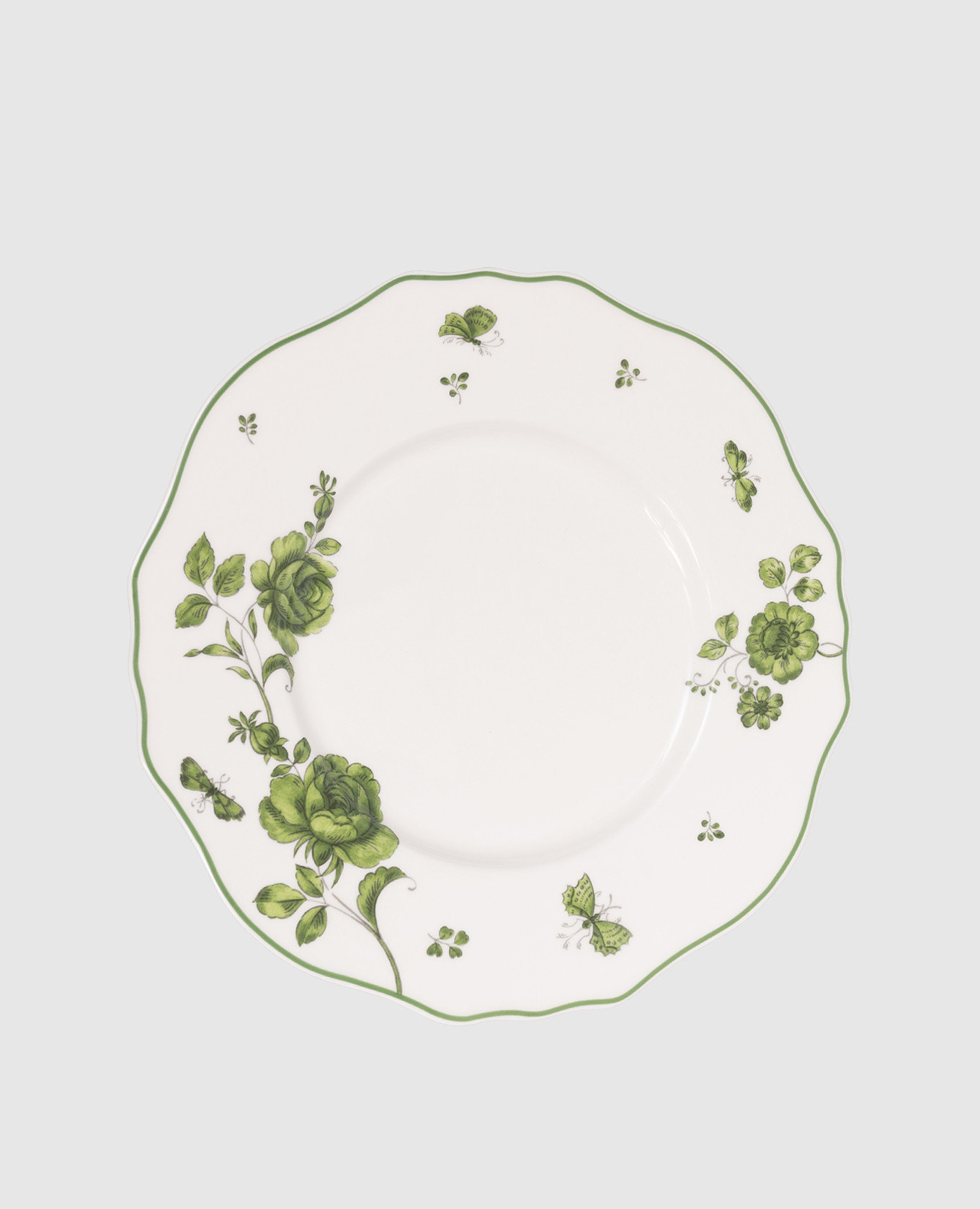 

White porcelain dinner plate Rosa Rosae Geminiano Cozzi 1765