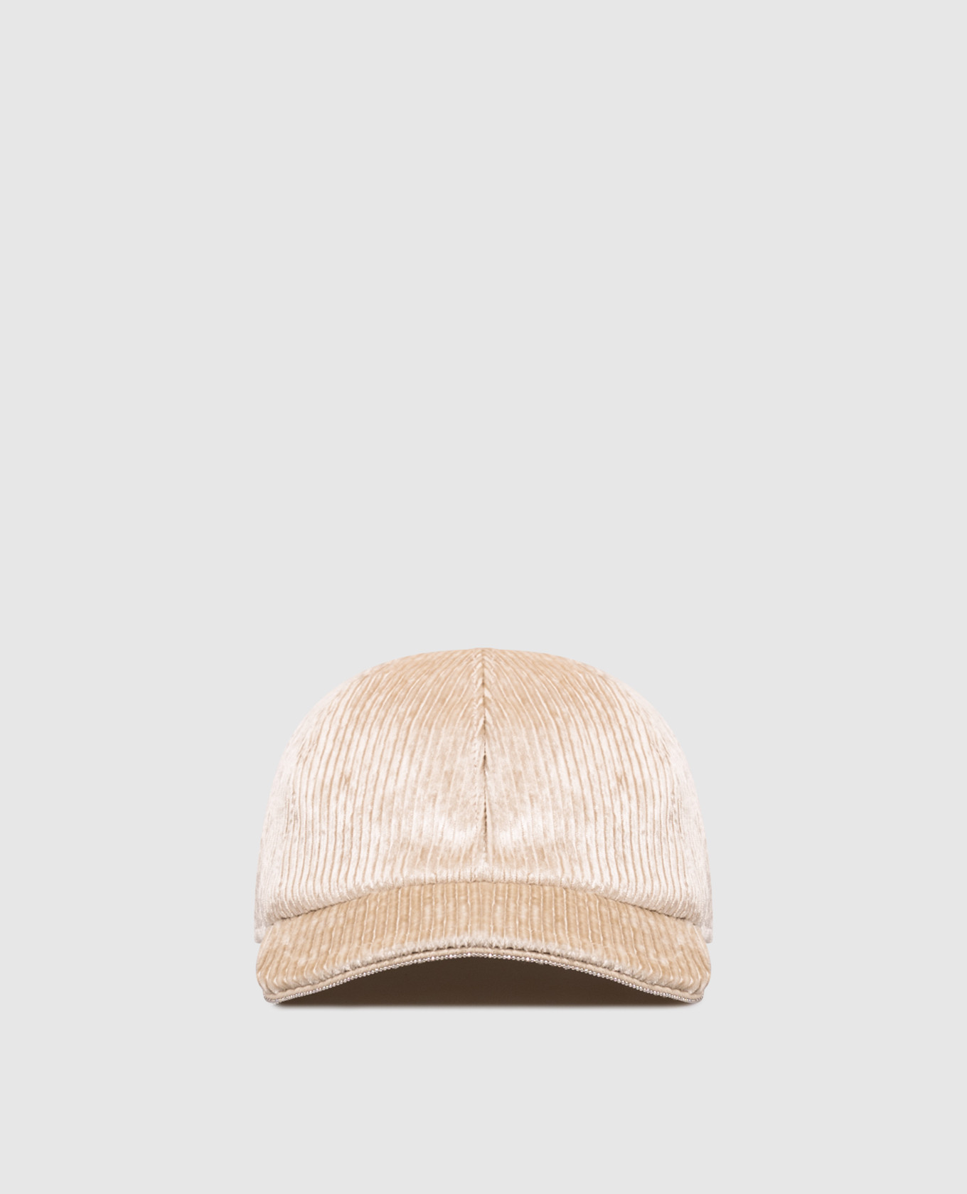 Beige velvet cap with monil chain