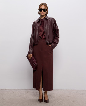 Brunello Cucinelli Burgundy silk top MPC59EH500