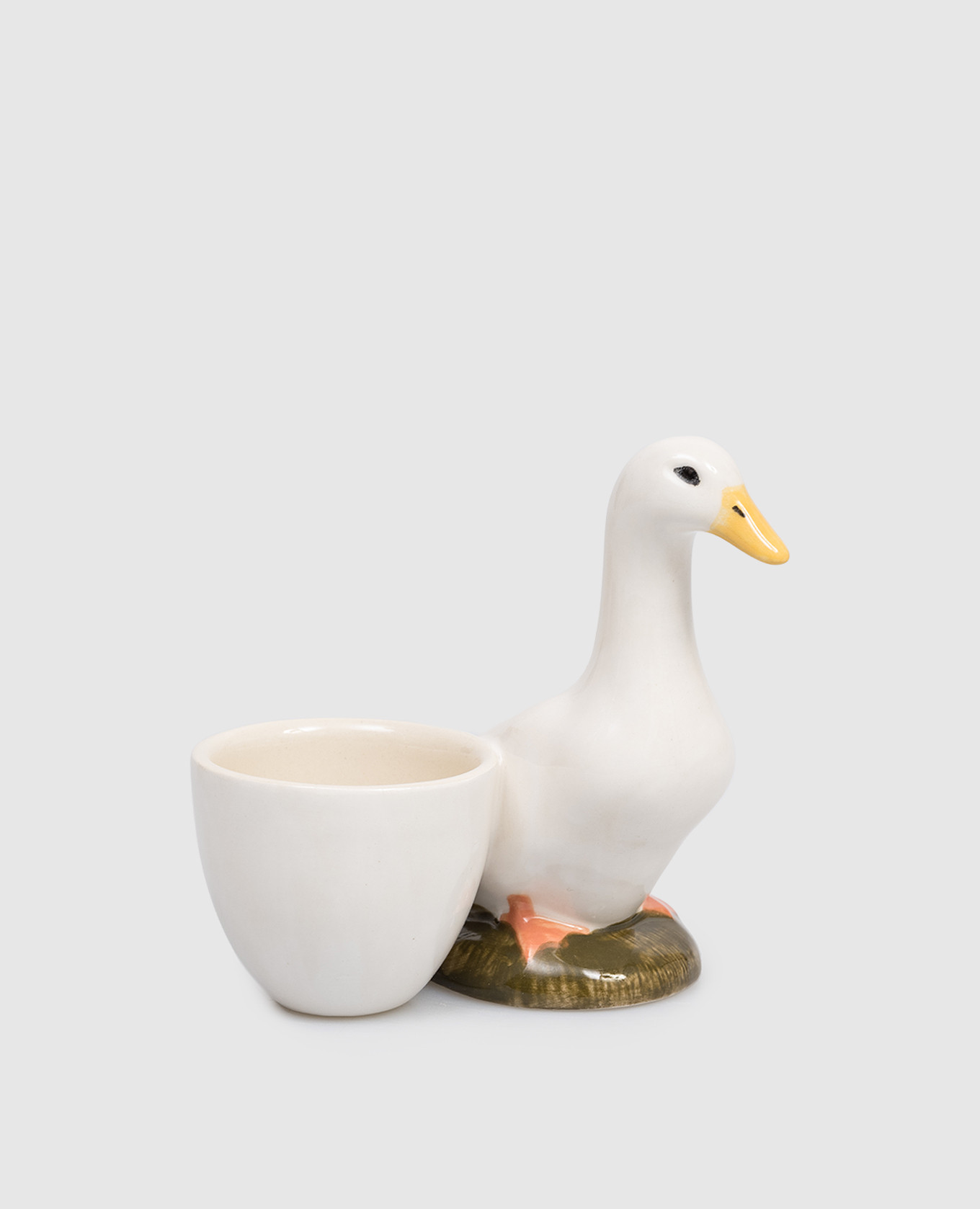

White Ceramic Pekin Duck Egg Stand Quail Ceramics
