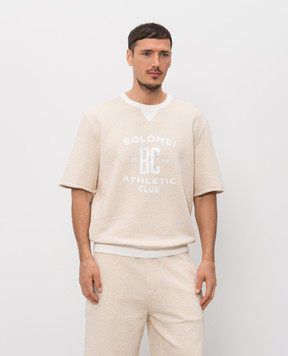 Brunello Cucinelli Beige T-shirt with branded print MR8313378G