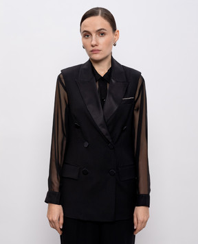 Peserico Black double-breasted wool vest E038505815A
