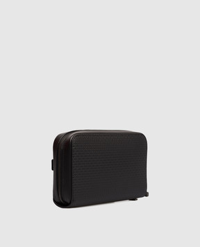 Serapian Black leather clutch with monogram embossing SRSTSMML720223ACG2