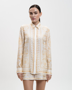 Versace White silk blouse with Barocco Jacquard print 10013601A15215