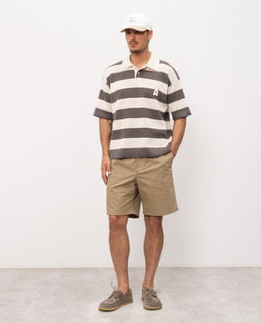 Ami Paris Beige striped polo shirt with emblem HPL432KN0153