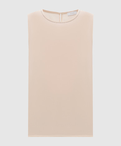 Beige zijden top